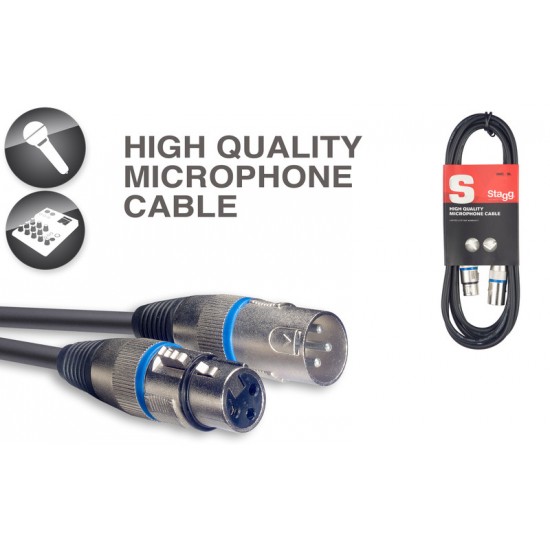 Mikrofona kabelis, XLR / XLR, 10 m, Stagg SMC10 BL
