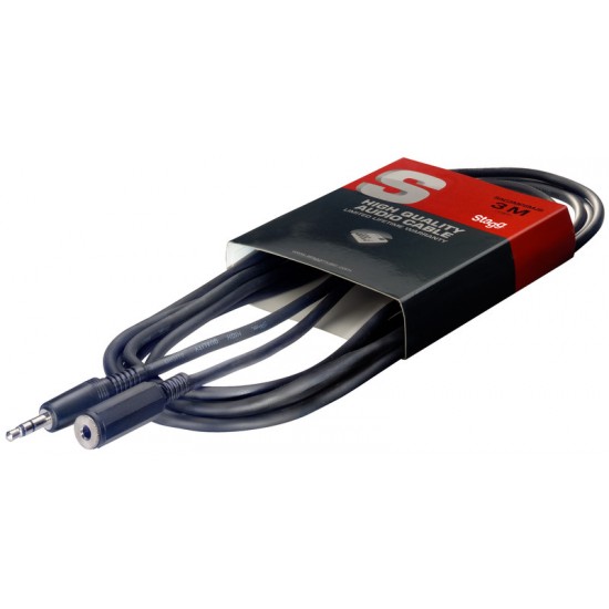 Audio cable Stagg jack 3.5mm(M) / 3.5mm (F), 3m, SAC3MPSMJS