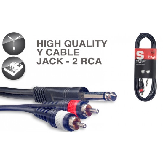 Y cable Jack/m - 2x RCA/m , 3 m, Stagg SYC3/P2CM E