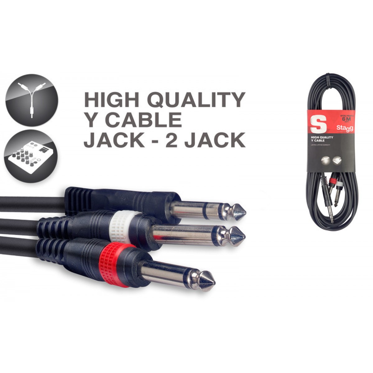 Y Vads Jack / Jack, 6 m, Stagg SYC6/PS2P E
