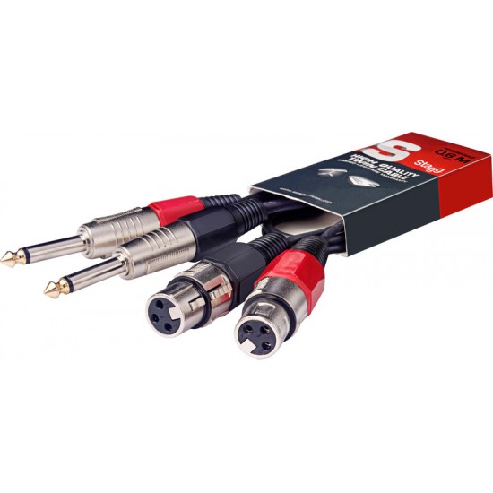 Twin cable XLR / Jack, 60 cm, Stagg STC060PXF