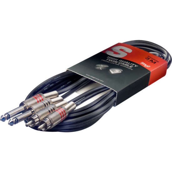 Twin cable Jack / RCA, 60 cm, Stagg STC060PCM