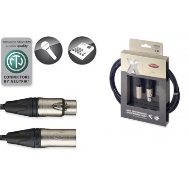 Profesionālais mikrofona kabelis XLR/XLR, 3 m, Stagg XMC3XX