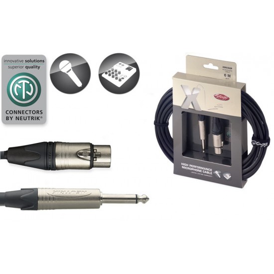 Mikrofona vads XMC6XP 6m NEUTRIK connectors Stagg jack/m - XLR/f 