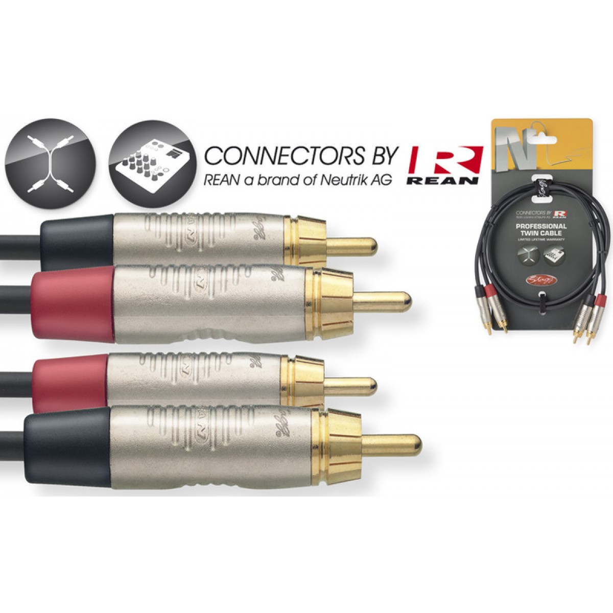 Twin vads REAN RCA/RCA, 1 m , Stagg NTC1CR