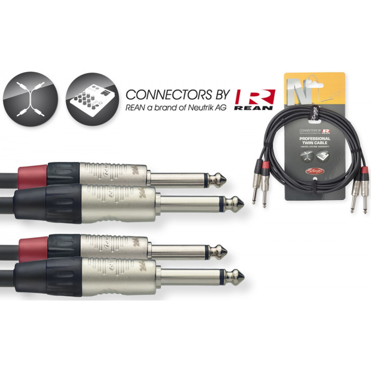 Twin vads REAN Jack / Jack, 6 m, Stagg NTC6PR