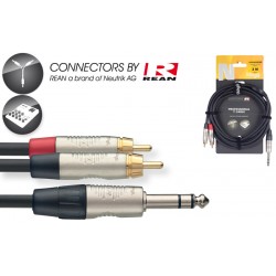 Y-Kabelis REAN stereo jack/m - 2x RCA/m, 3m Stagg NYC3/PS2CMR