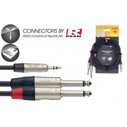 Y-Kabelis, mini stereo jack/m - 2x jack/m, 3m, Stagg NYC3/MPS2PR