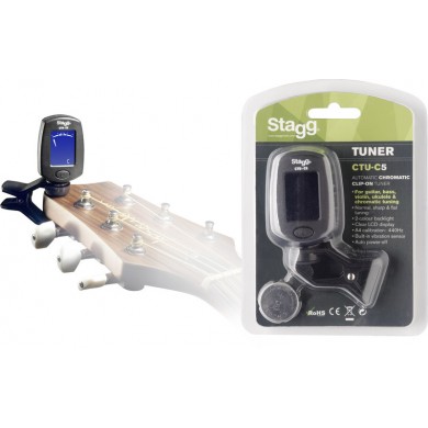 Clip-on chromatic tuner for guitar, bass, violin & ukulele CTU-C5 BK Stagg