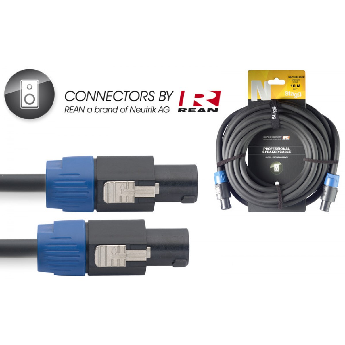 Skandu speakon vads 10m, 4x2.5mm2 REAN SPK/SPK, Stagg NSP10SS25CR