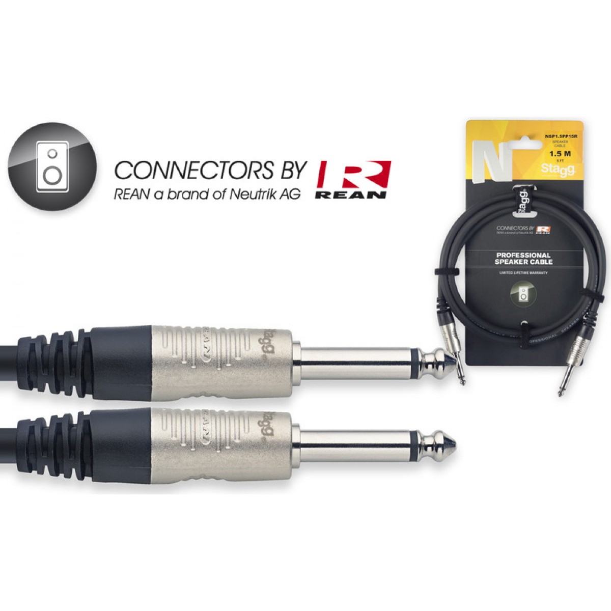 Skandu speakon vads REAN Jack/Jack, 1,5 м, Stagg NSP1,5PP15R