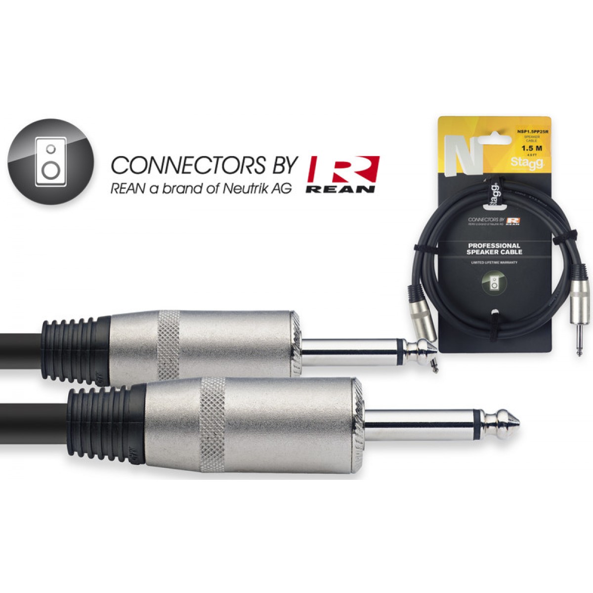 Skandu speakon vads REAN Jack/Jack, 1,5 м, Stagg NSP1,5PP25R