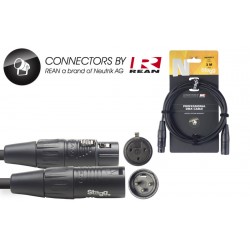 DMX kabelis, XLR/m-XLR/f (3 pins), 3 m (10"), N sērija NDX3R-3 Stagg REAN connectors