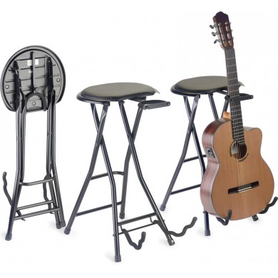 Foldable stool with rectangular seat and built-in guitar stand Stagg GIST-350