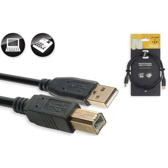 USB 2.0 Cable A to B, 1,5m Stagg NCC1,5UAUB