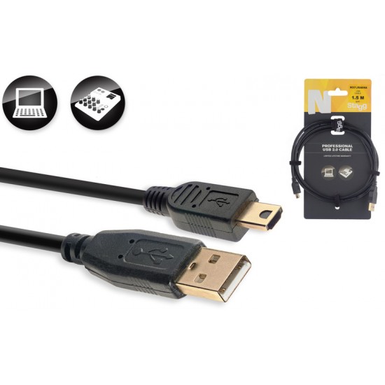 Kabelis USB-A/male uz USB Mini-A/male Stagg NCC1,5UAUNA