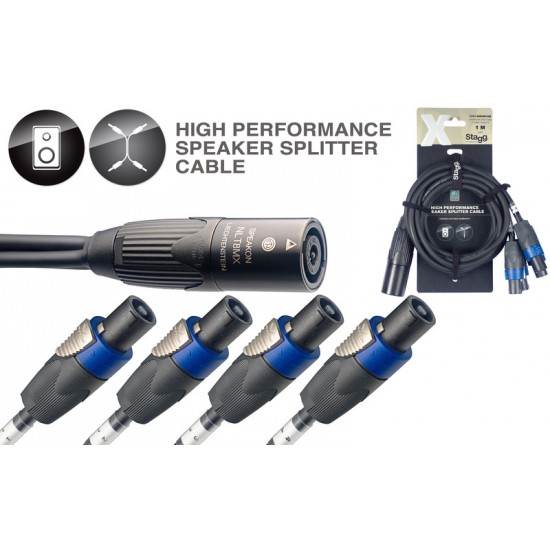 Skandu speakon vads 1m, 8x2.5mm2 Splitter, NEUTRIK SpeakON / SpeakONNEUTRIK SpeakON / SpeakON, Stagg XYC1-S8M4SF25D