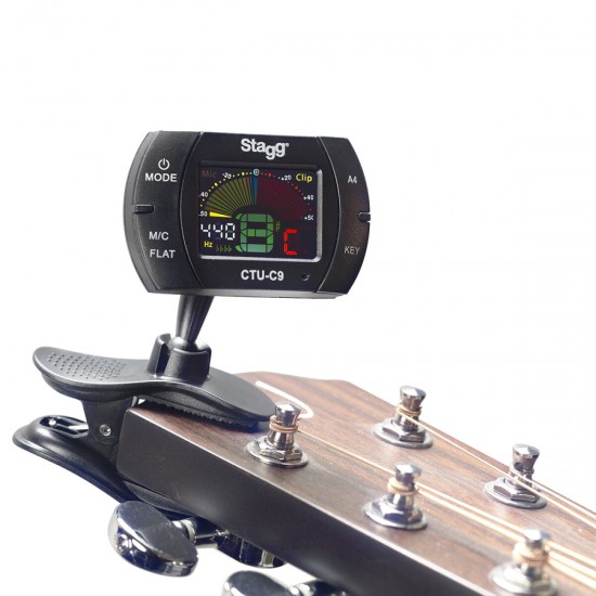Chromatic clip-on tuner 430 to 450 Hz calibration Stagg CTU-C9