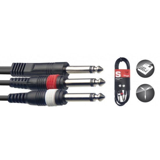 Y-Cable  jack mono/m - 2x jack mono/m Stagg SYC3/P2P E