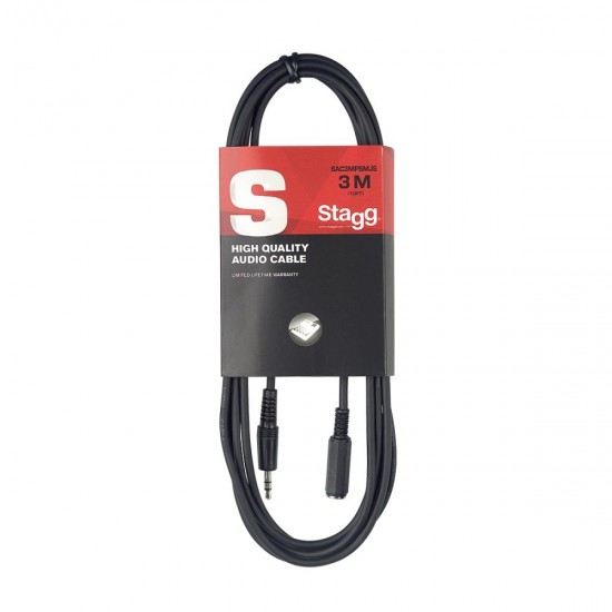 Audio cable, mini jack/mini jack (m/f), 3 m (10') Stagg SAC3MPSBMJS