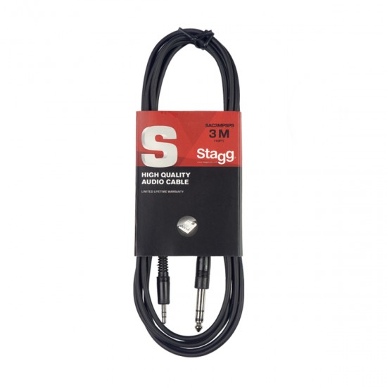 Audio cable, jack/mini jack (m/m), 3 m (10') Stagg SAC3MPSBPS