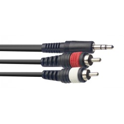 Y cable, stereo mini jack/m -  2x RCA/m, 6 m, Stagg SYC6/MPSB2CM E