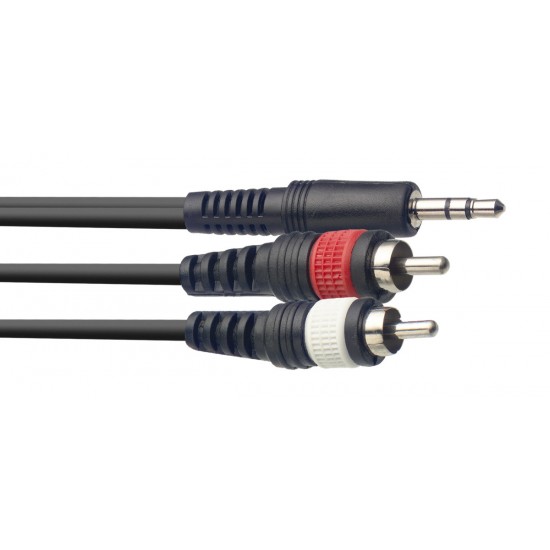Y cable, stereo mini jack/m -  2x RCA/m, 6 m, Stagg SYC6/MPSB2CM E