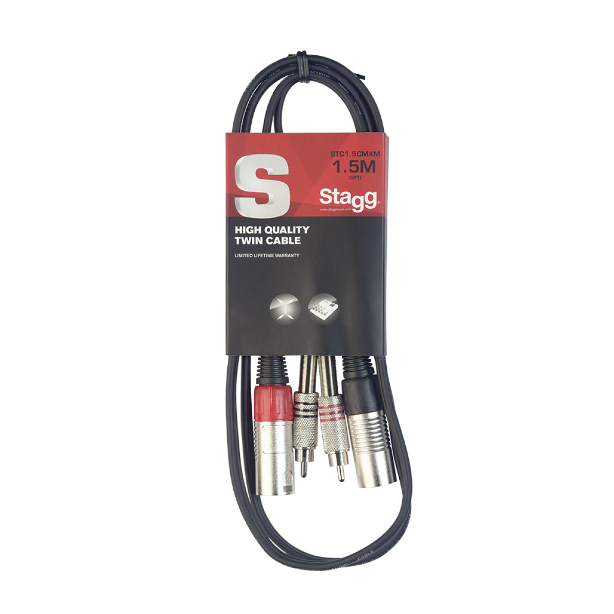 Twin cable, XLR/RCA (m/m), 1.5 m (5') STC1,5CMXM Stagg