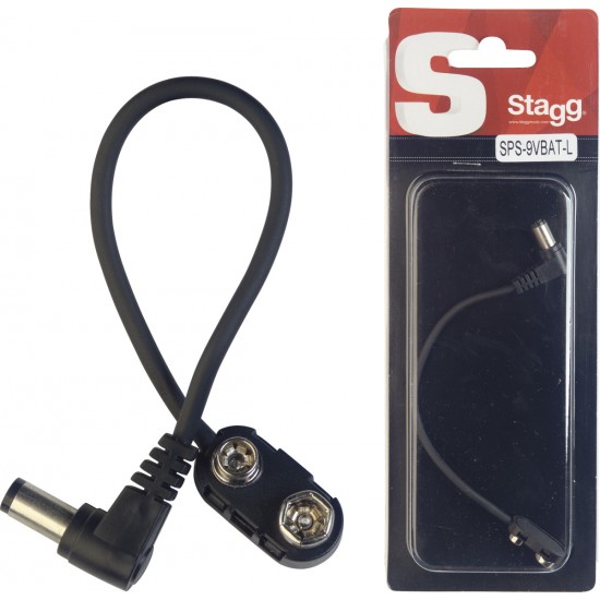 9V battery snap connector for effect pedal, with right angle plug Stagg SPS-9VBAT-L