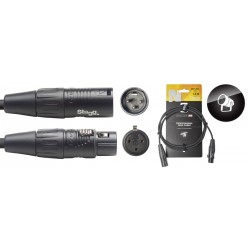 DMX cable, XLR/m-XLR/f (3 pins), 1.5 m (5'), NDX1,5R-3 N-series Stagg REAN connectors