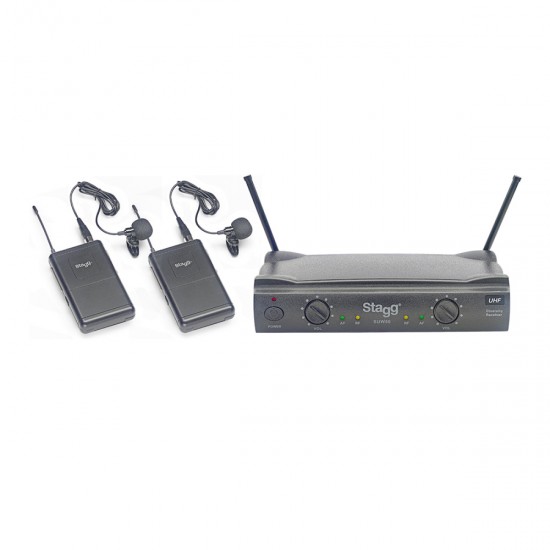 UHF true diversity 2-channel lapel microphone wireless system Stagg SUW 50 LL FH EU