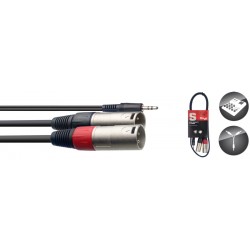 Y-Kabelis, stereo mini jack/m - 2x XLR/m, 1m, Stagg SYC1/MPSB2XM