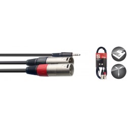 Y-Kabelis, stereo mini jack/m - 2x XLR/m, 2 m, Stagg SYC2/MPSB2XM