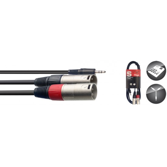 Y-Kabelis, stereo mini jack/m - 2x XLR/m, 2 m, Stagg SYC2/MPSB2XM