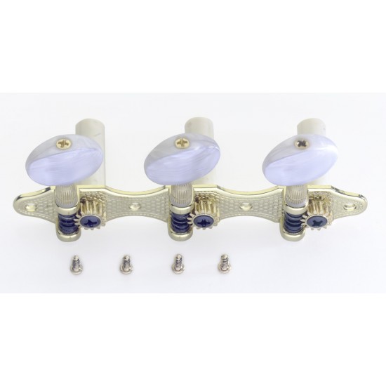 Stīgu novilcēji spriegotāji for classical guitar, gold finish, white buttons Stagg SP-MHCL-DLX