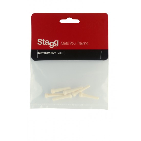 Bridge pins for acoustic guitar, plastic, aged white finish Stagg SP-PIWS-WH