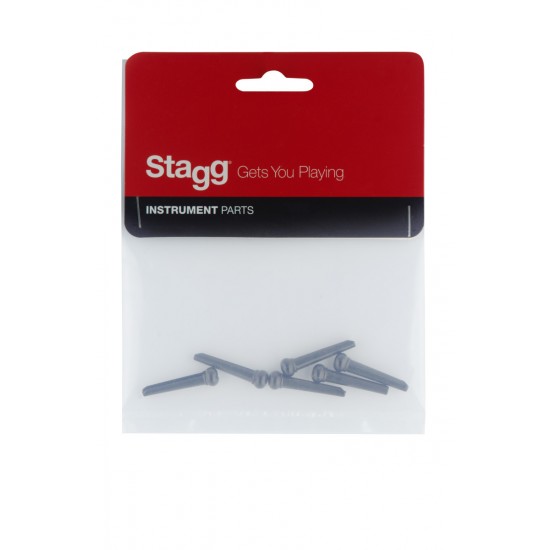 Bridge pins for acoustic guitar bridge, plastic, black finish Stagg SP-PIWS-BK