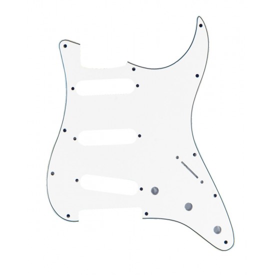 Dekoratīvais aizsargelements ģitārai, guitar pickguard plate cover SP-PKEL-STCREA Stratocaster modelis balts, 3 slāņu