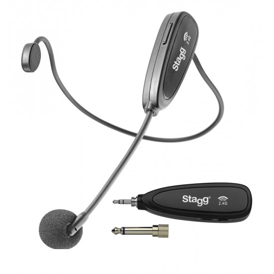 2.4 GHZ wireless headset microphone set (with transmitter and receiver) Stagg SUW 12H-BK