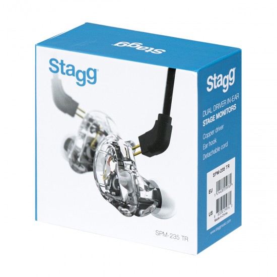 High-resolution, sound-isolating in-ear monitor, transparent Stagg SPM-235 TR