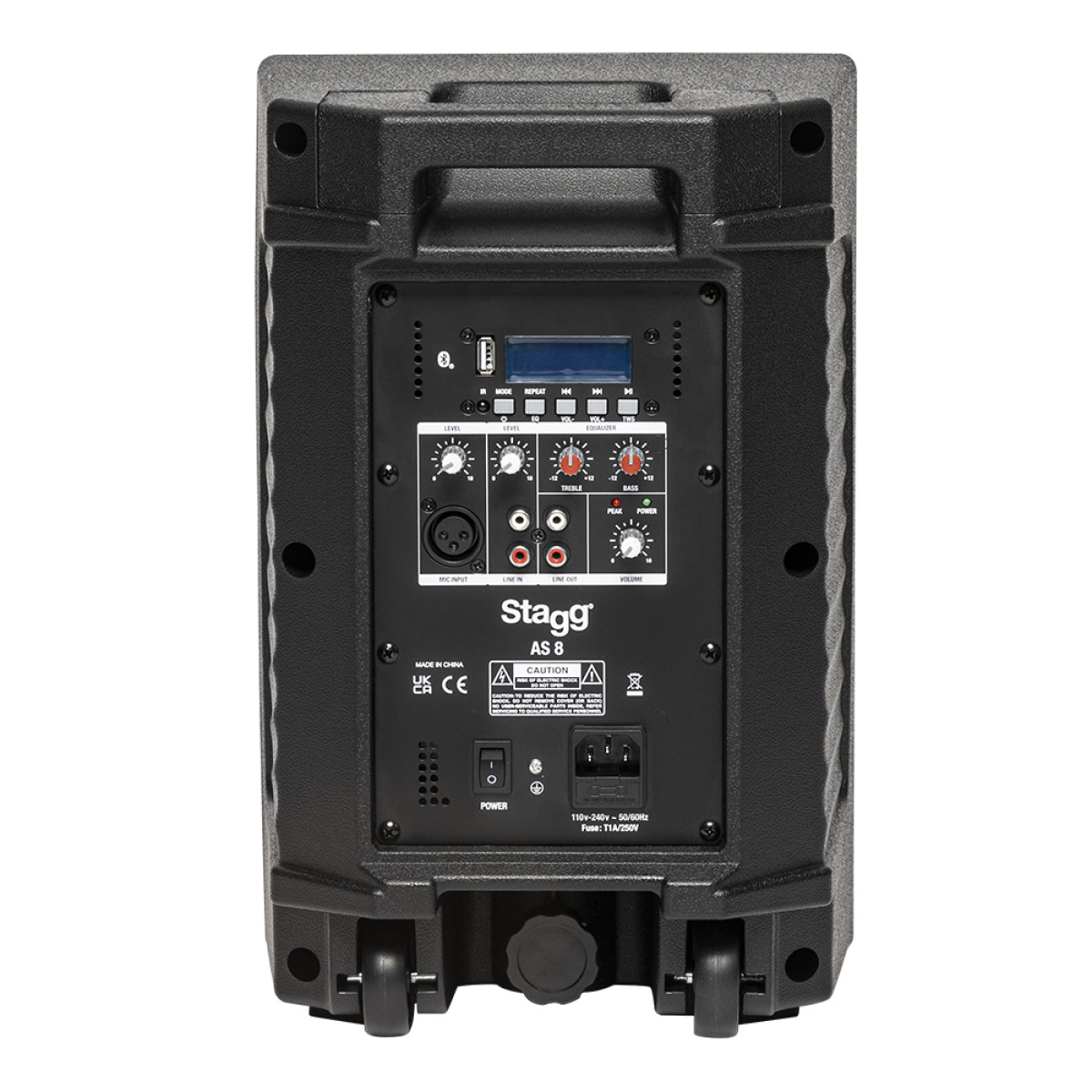 Aktīvais skaļrunis 8", 125W AS8 EU Stagg D klase, Bluetooth TWS stereo