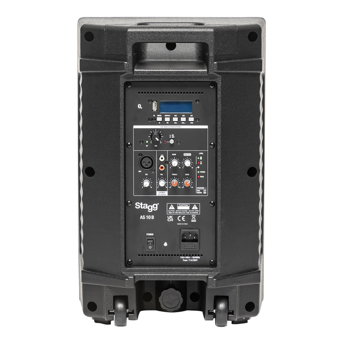 Aktīvais skaļrunis ar akumulatoru Stagg AS10B EU, 10", Bluetooth, UHF mic, 125 watts