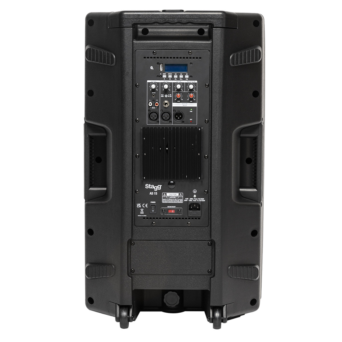 Aktīvais skaļrunis ar akumulatoru 15", 2 UHF mikrofoni, 200 W AS15B EU Stagg AB klase, Bluetooth TWS stereo